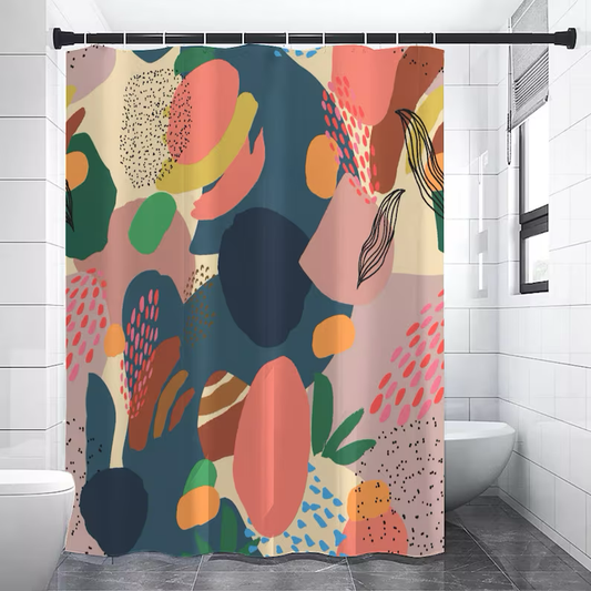 Contemporary Abstract Nature Shapes Shower Curtain