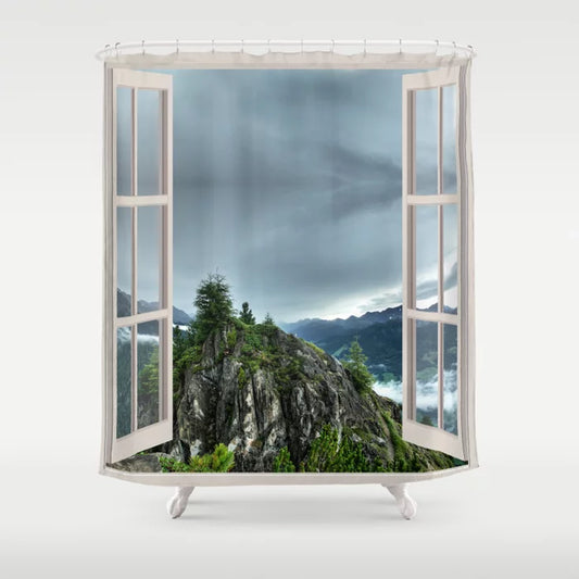 Mountain Countryside Landscape | OPEN WINDOW ART Shower Curtain