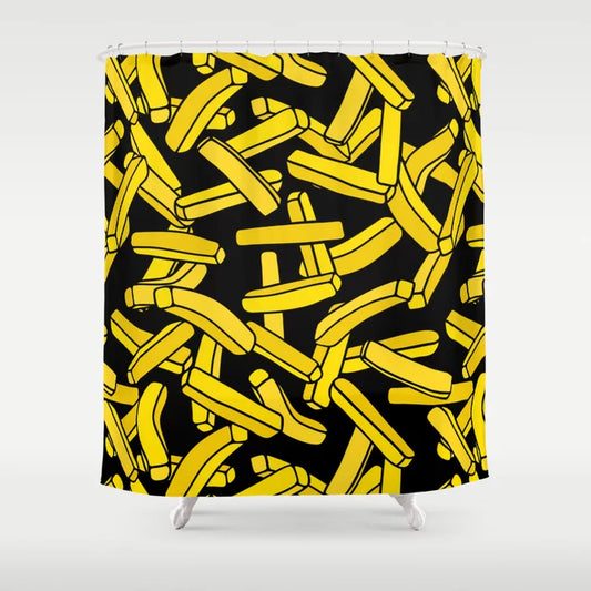 Fast Food French Fries on Black Shower Curtain
