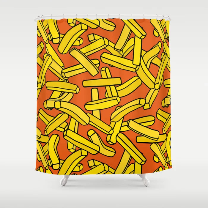 French Fries on Orange Shower Curtain
