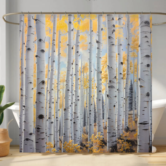 Golden Aspen Forest Shower Curtain