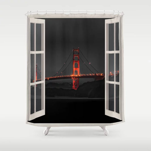 Golden Gate Bridge At Night | OPEN WINDOW ART Shower Curtain