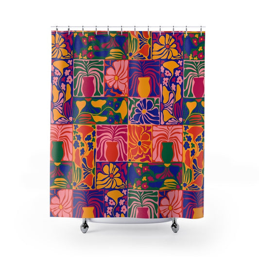 Groovy Abstract Floral Shower Curtain