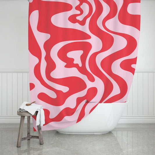 Groovy Pink and Red Shower Curtain