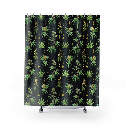 Marijuana Weed Bud Reefer 420 Cannabis Leaf Shower Curtain