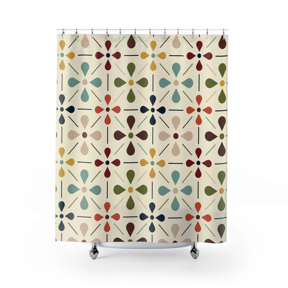 Mid Century Modern Retro Geometric Shower Curtain