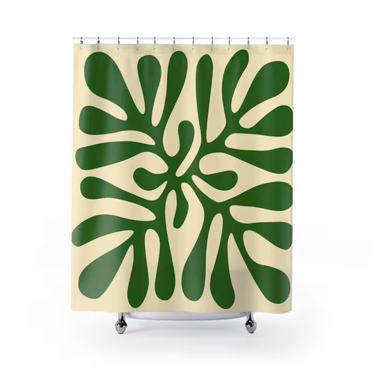 Modern Art Deco Mid Century Deep Green Shower Curtain