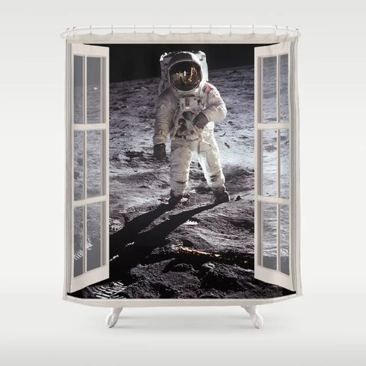 Astronaut Moon Landing | OPEN WINDOW ART Shower Curtain