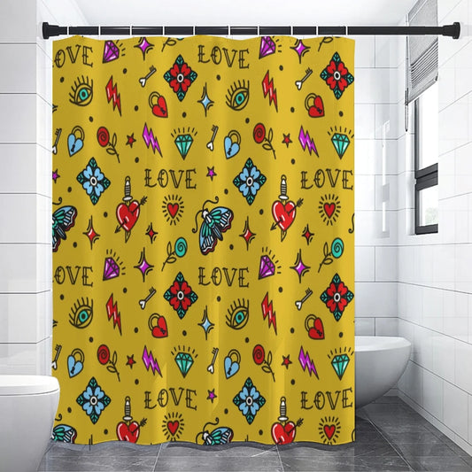 Old School Flash Tattoo Art Shower Curtain