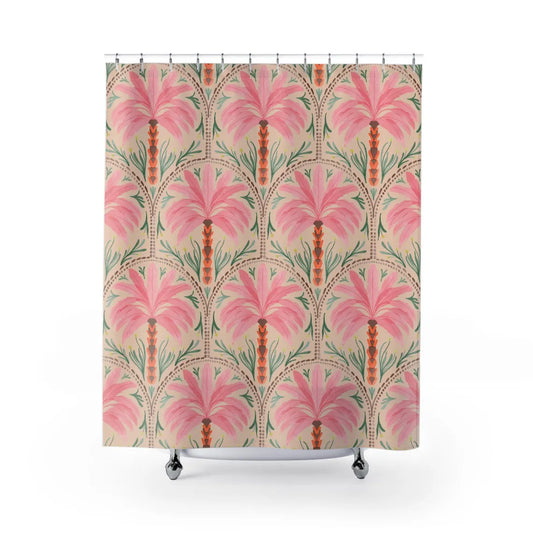 Pink Palm Tree Shower Curtain