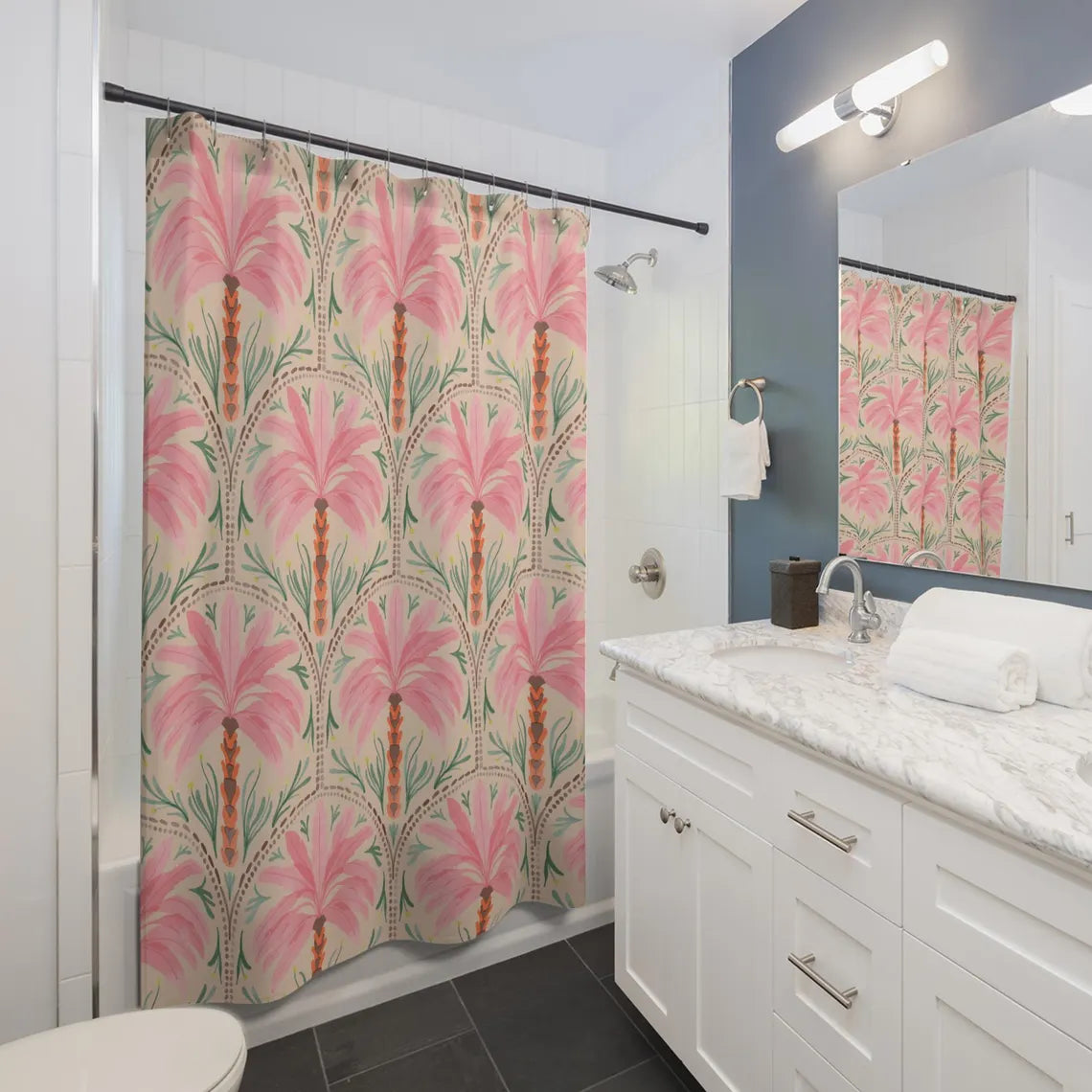 Pink Palm Tree Shower Curtain