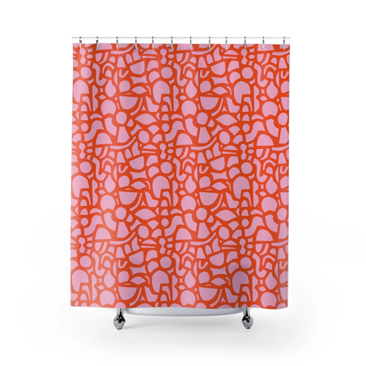 Pink & Orange Abstract Pattern Shower Curtain