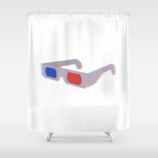 Retro 3D Glasses - Blue and Red Shower Curtain