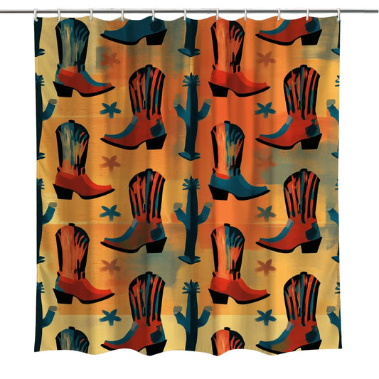 Vintage Rustic Western Cowboy Boots Shower Curtain
