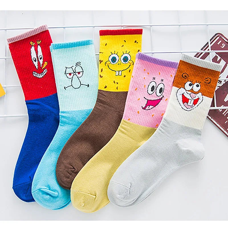 SpongeBob SquarePants Socks – Funny Cartoon Anime Socks Featuring Patrick Star, Squidward, and More | Crew Socks for Women & Men