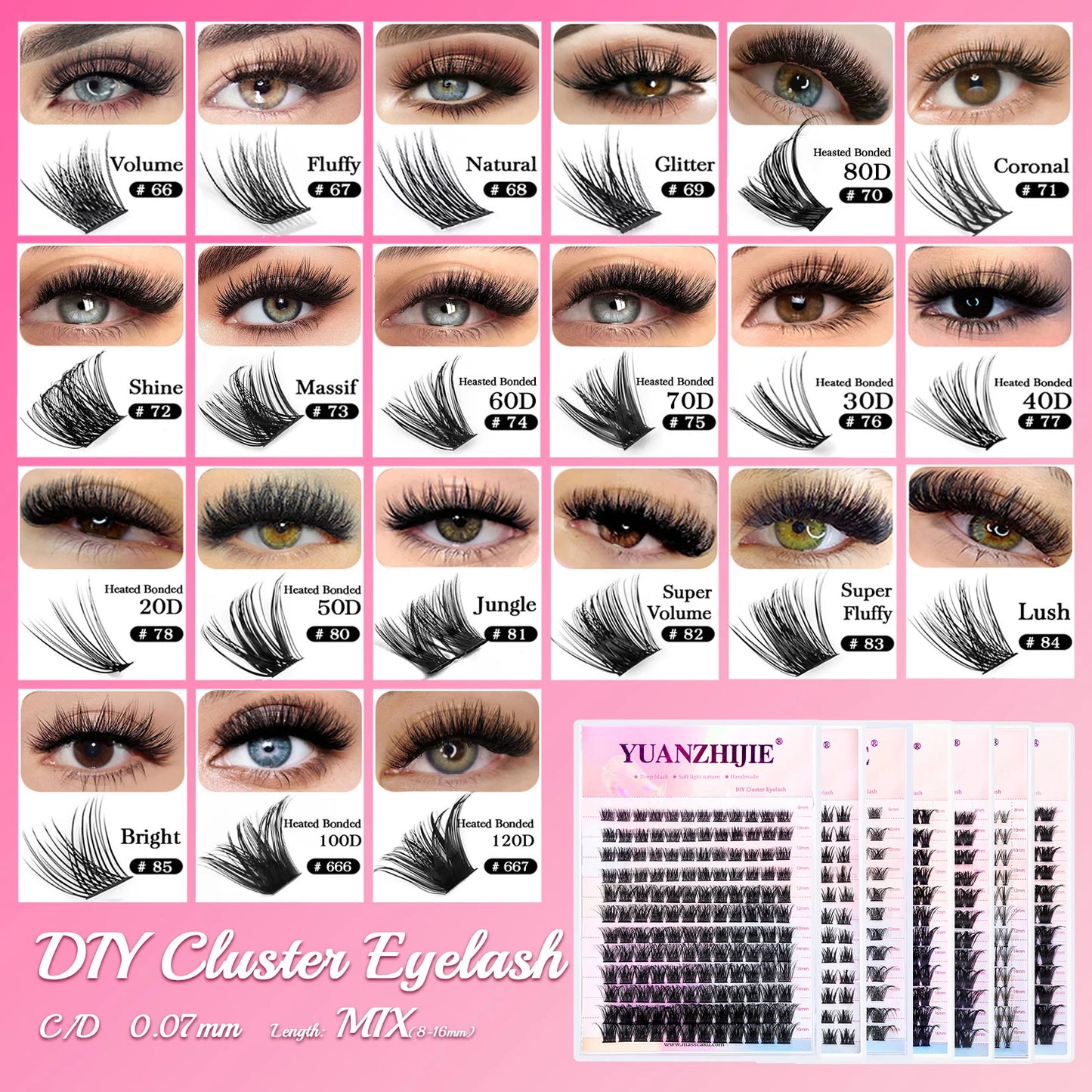 Lash Clusters Kit – DIY Eyelash Clusters Extensions with Bond & Seal for a Natural or Voluminous Look