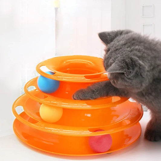 Interactive Cat Toy Tower Turntable Roller Balls Toys for Cats Kitten