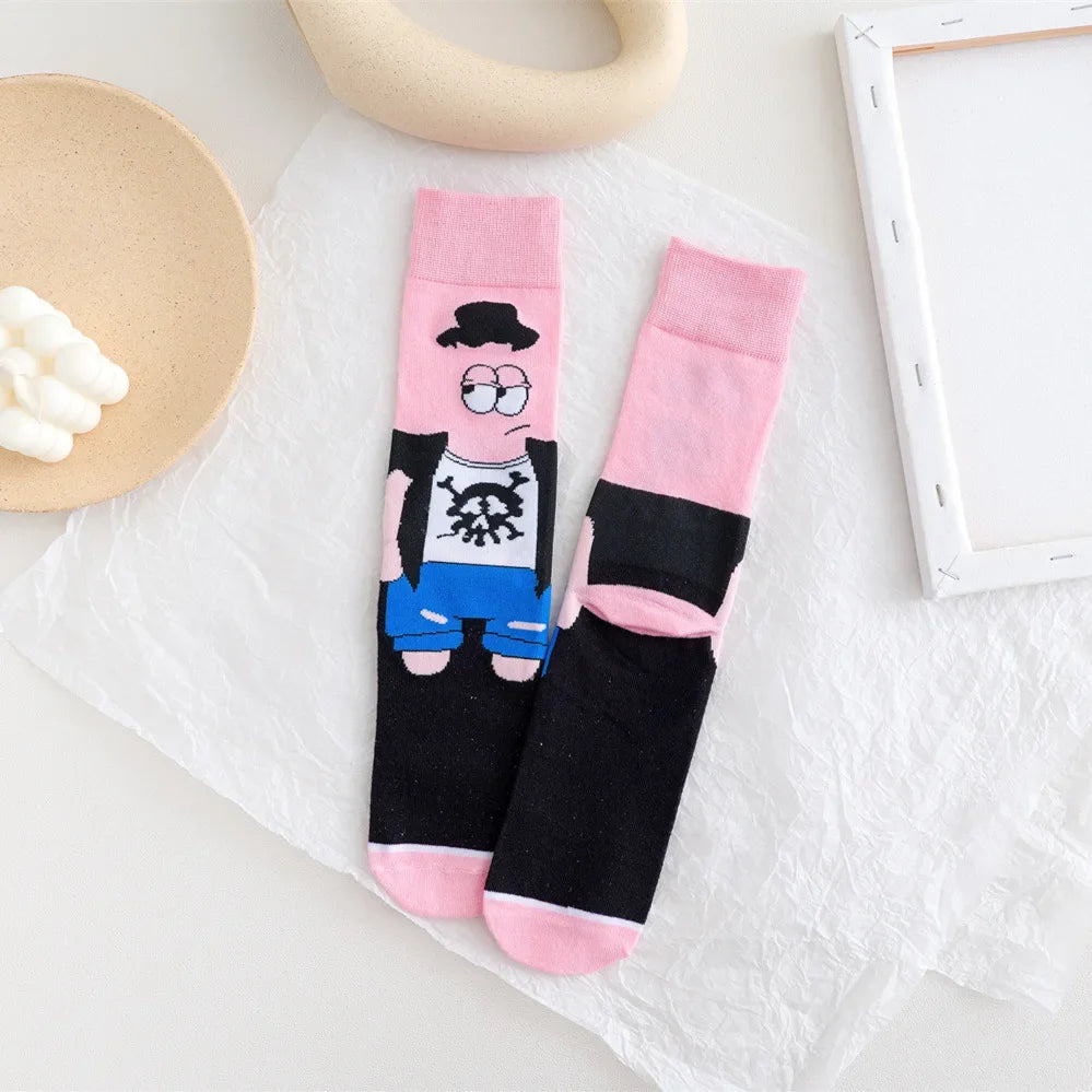 SpongeBob SquarePants Socks – Funny Cartoon Anime Socks Featuring Patrick Star, Squidward, and More | Crew Socks for Women & Men