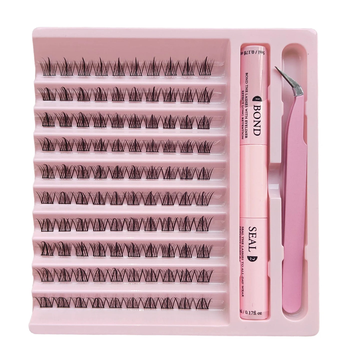 Lash Clusters Extensions Kit – Best Fake Eyelash Clusters Set with Bond & Seal, Applicator Tool – DIY Mix-Length Lash Extensions for Natural & Volume Look