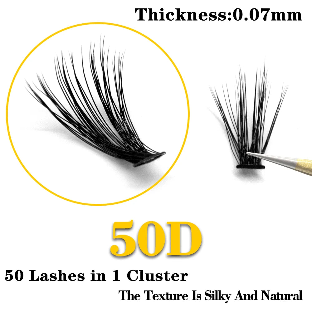 DIY Lash Clusters Extensions Kit – Professional-Quality Eyelash Clusters - 60 Bundles of Mink Eyelash Extensions for Natural 3D Volume, Individual Eye Lashes 50D