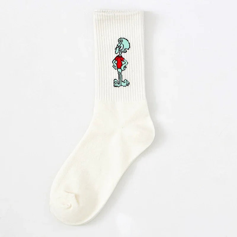 SpongeBob SquarePants Socks – Funny Cartoon Anime Socks Featuring Patrick Star, Squidward, and More | Crew Socks for Women & Men