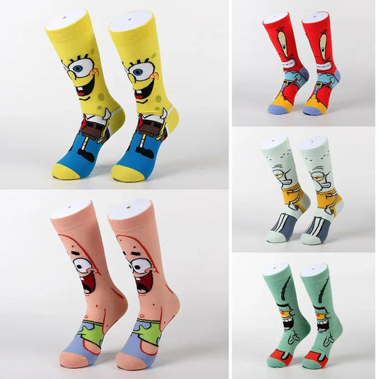 SpongeBob SquarePants Socks – Cute & Funny Cartoon Crew Socks for Women & Men | Harajuku Streetwear Style, Skateboard & Casual Gift Socks