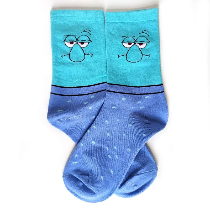 SpongeBob SquarePants Socks – Funny Cartoon Anime Socks Featuring Patrick Star, Squidward, and More | Crew Socks for Women & Men