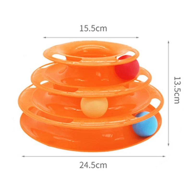 Interactive Cat Toy Tower Turntable Roller Balls Toys for Cats Kitten