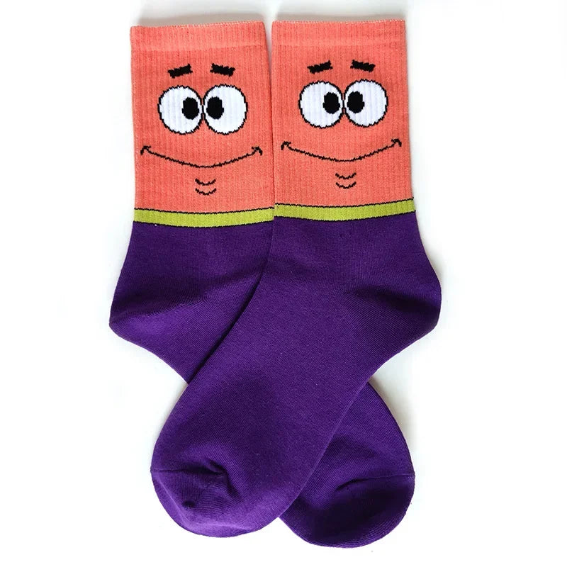 SpongeBob SquarePants Socks – Funny Cartoon Anime Socks Featuring Patrick Star, Squidward, and More | Crew Socks for Women & Men