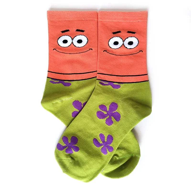 SpongeBob SquarePants Socks – Funny Cartoon Anime Socks Featuring Patrick Star, Squidward, and More | Crew Socks for Women & Men