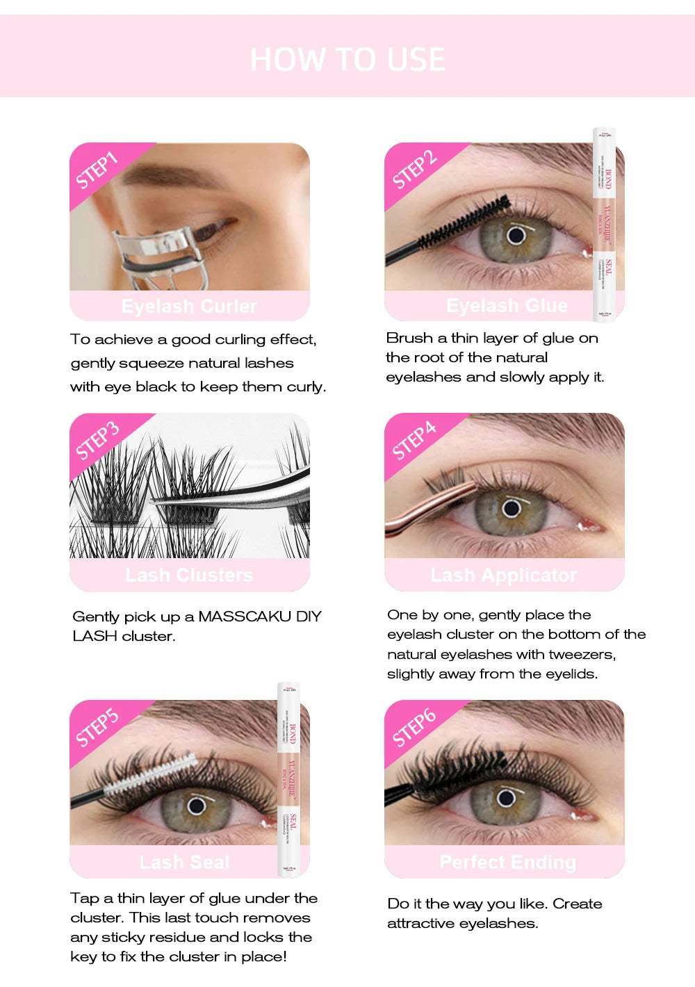 Lash Clusters Kit – DIY Eyelash Clusters Extensions with Bond & Seal for a Natural or Voluminous Look