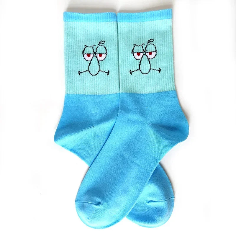 SpongeBob SquarePants Socks – Funny Cartoon Anime Socks Featuring Patrick Star, Squidward, and More | Crew Socks for Women & Men