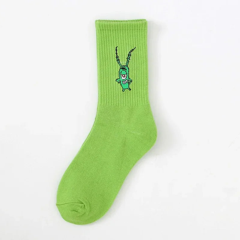 SpongeBob SquarePants Socks – Funny Cartoon Anime Socks Featuring Patrick Star, Squidward, and More | Crew Socks for Women & Men