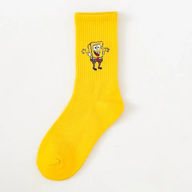 SpongeBob SquarePants Socks – Funny Cartoon Anime Socks Featuring Patrick Star, Squidward, and More | Crew Socks for Women & Men