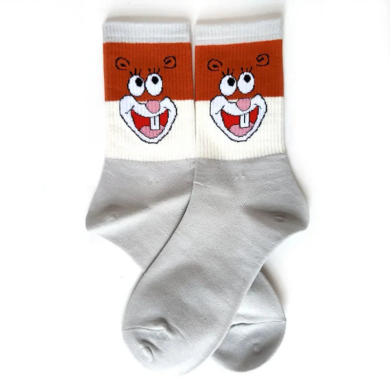 SpongeBob SquarePants Socks – Funny Cartoon Anime Socks Featuring Patrick Star, Squidward, and More | Crew Socks for Women & Men