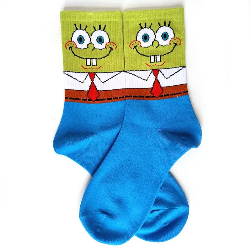 SpongeBob SquarePants Socks – Funny Cartoon Anime Socks Featuring Patrick Star, Squidward, and More | Crew Socks for Women & Men