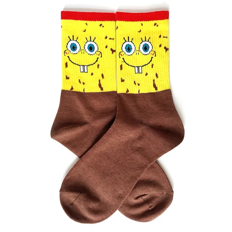SpongeBob SquarePants Socks – Funny Cartoon Anime Socks Featuring Patrick Star, Squidward, and More | Crew Socks for Women & Men