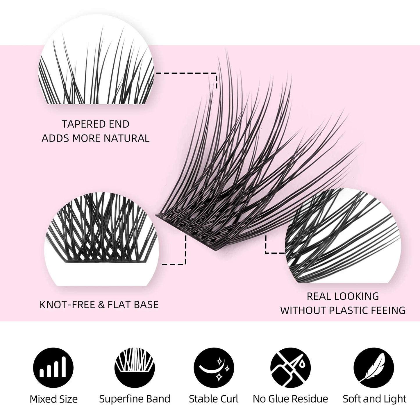 Lash Clusters Kit – DIY Eyelash Clusters Extensions with Bond & Seal for a Natural or Voluminous Look