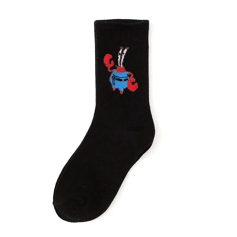 SpongeBob SquarePants Socks – Funny Cartoon Anime Socks Featuring Patrick Star, Squidward, and More | Crew Socks for Women & Men