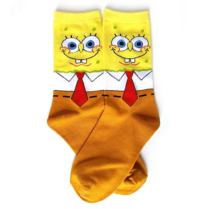 SpongeBob SquarePants Socks – Funny Cartoon Anime Socks Featuring Patrick Star, Squidward, and More | Crew Socks for Women & Men