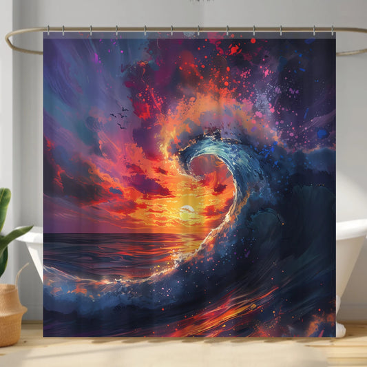 The Big Wave Ocean Vibe Shower Curtain