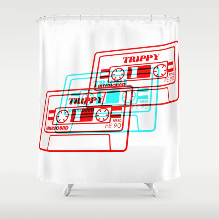 Trippy Music Casette Tape Shower Curtain