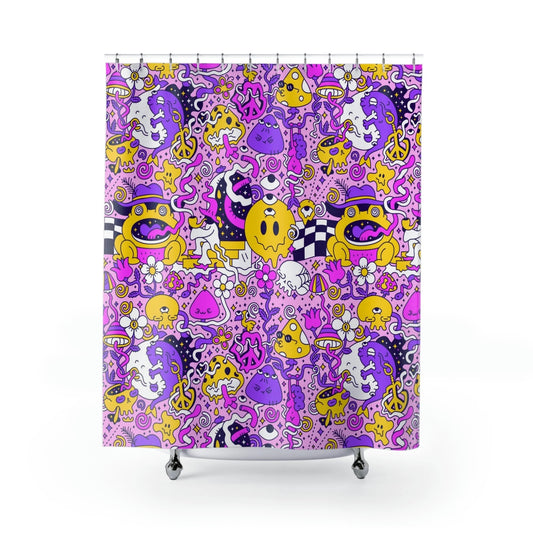 Trippy Style Purple Gold Shower Curtain
