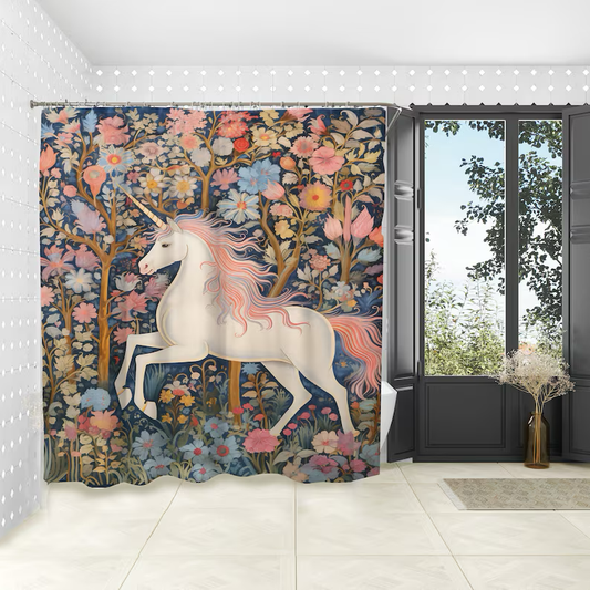 Floral Majesty Unicorn Shower Curtain