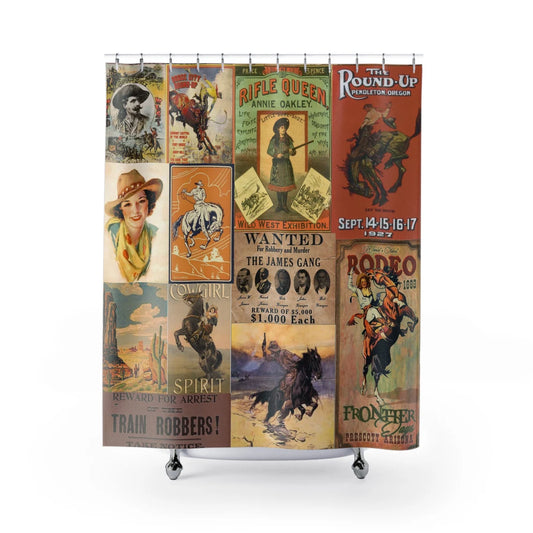 Vintage Western Posters Shower Curtain