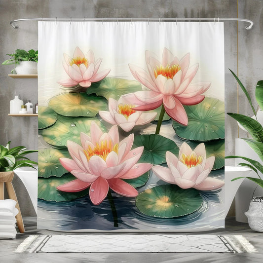Water Lily Tranquil Lotus Flower Shower Curtain