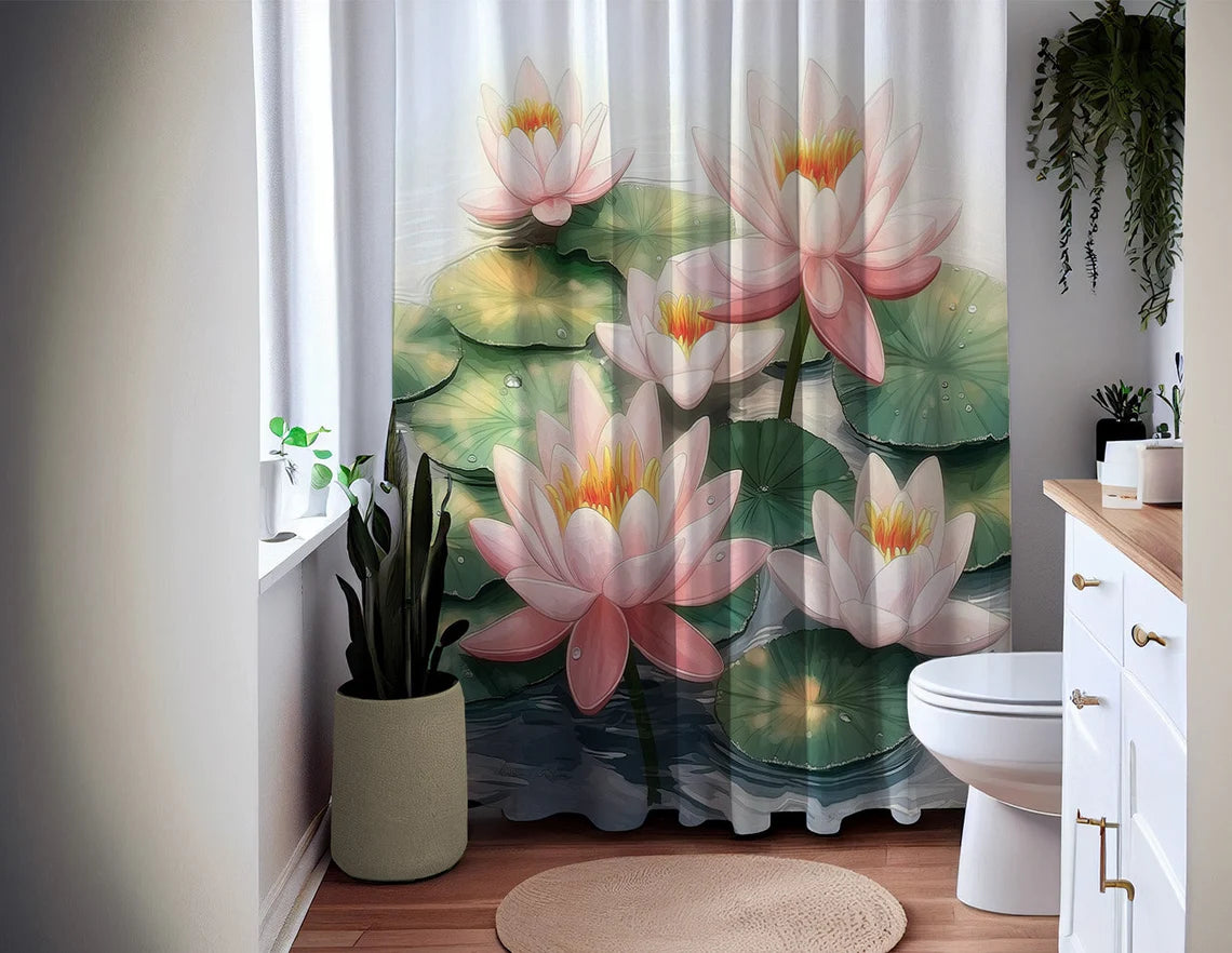 Water Lily Tranquil Lotus Flower Shower Curtain