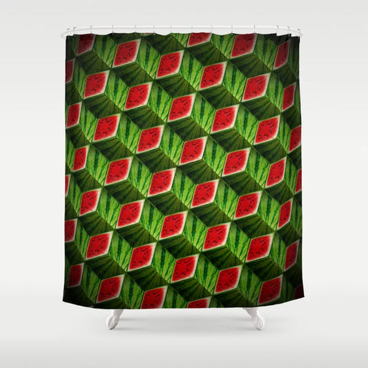 Watermelon Cubes (Fruit Madness) Shower Curtain