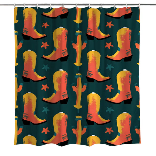 Western Boots Boho Rustic Shower Curtain