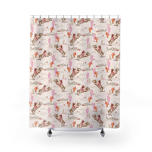 Cowgirl Rodeo Western Mountains Shower Curtain